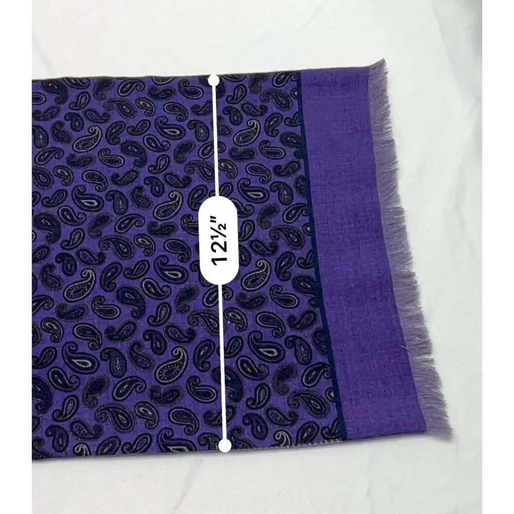 Vintage DION 1967 Wool Scarf Hounds Tooth Paisley Wool Canada Purple 67” X 12”